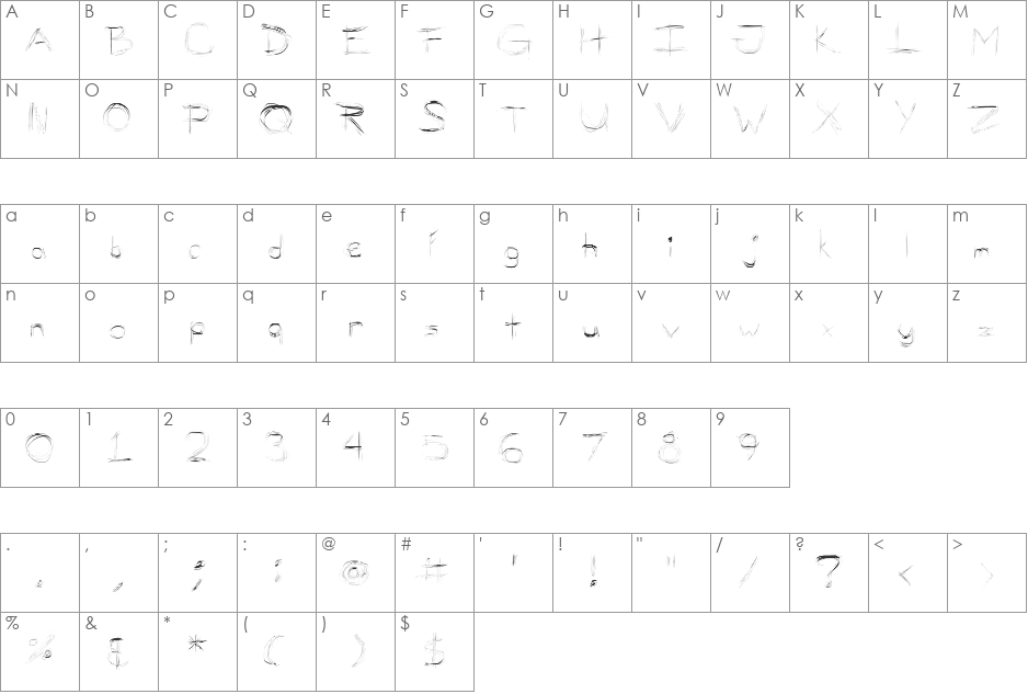 Mellow Scribbles font character map preview