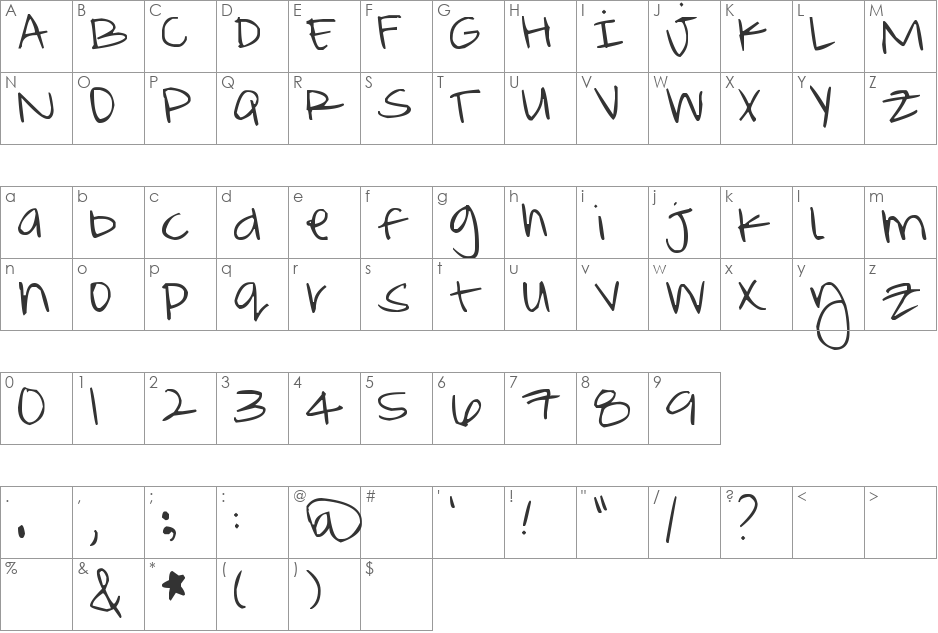 MEllybO0 fONt font character map preview