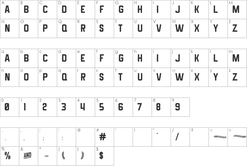 Melma Black font character map preview