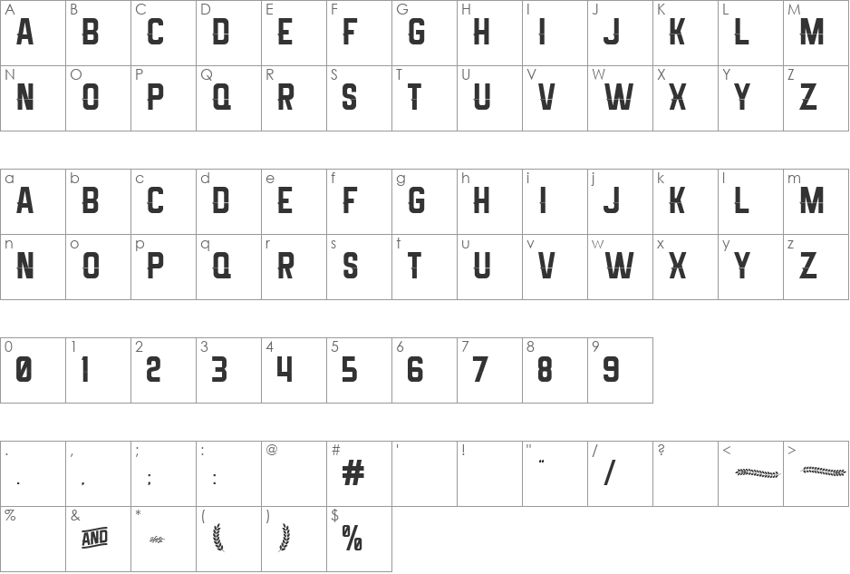 Melma Cracked font character map preview