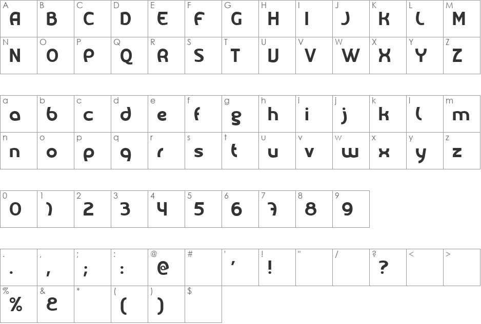 Melody font character map preview