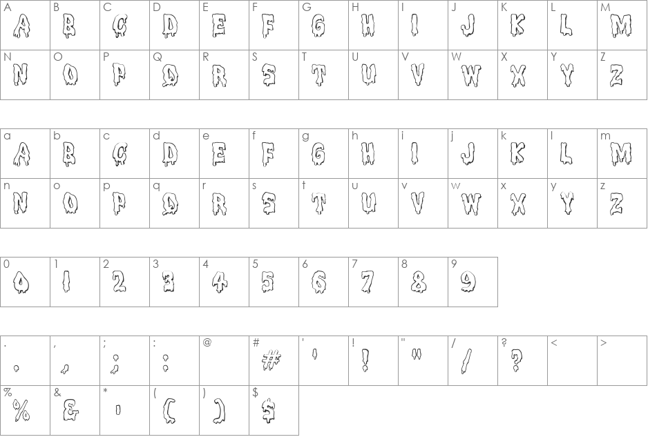 MeltdownMF font character map preview