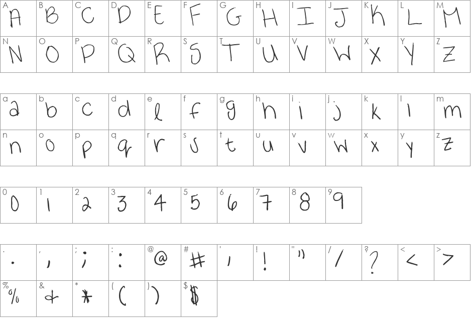 ayebaybay! font character map preview