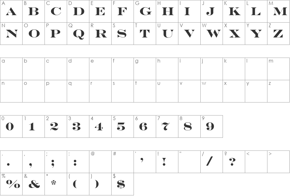 MEngravers-BoldSizeOne font character map preview