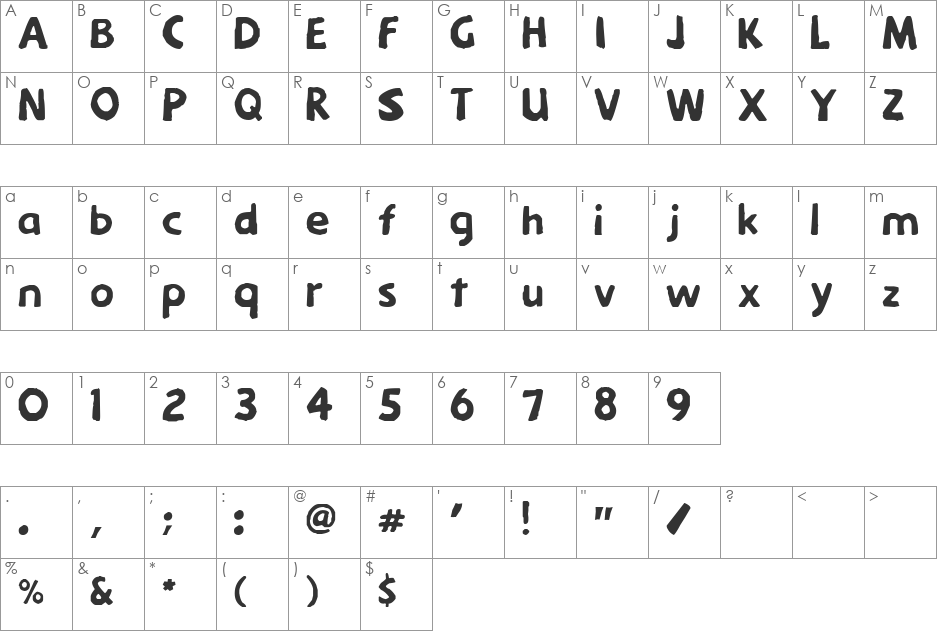 Menkaya Beta font character map preview