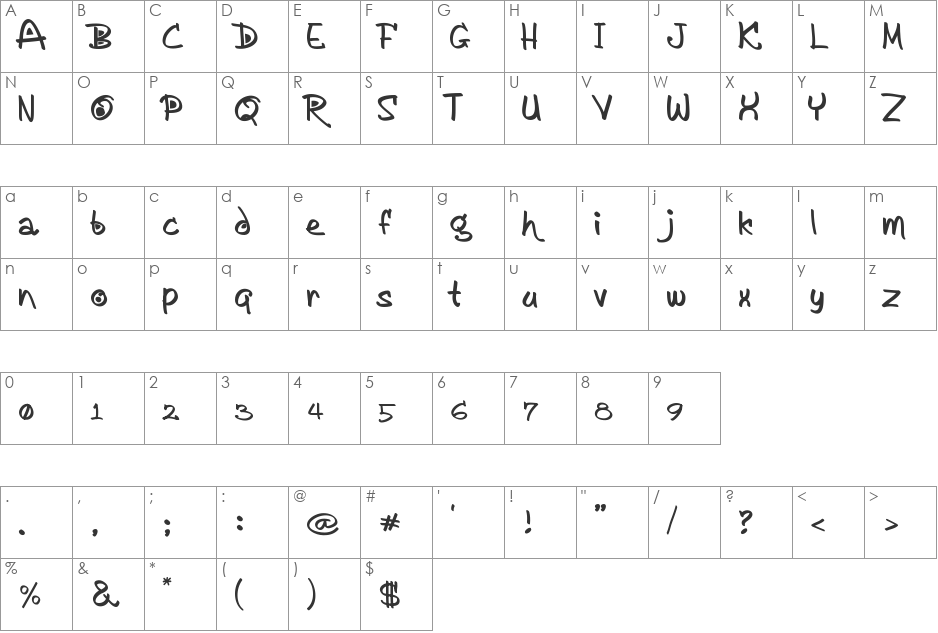 AykaPoTz font character map preview