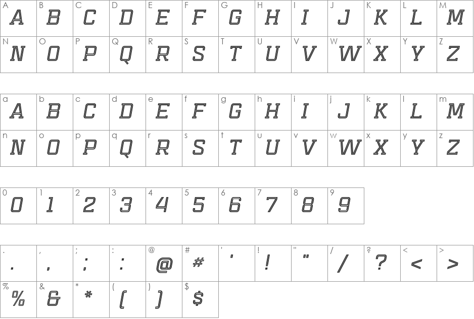Mensura Slab Titling font character map preview