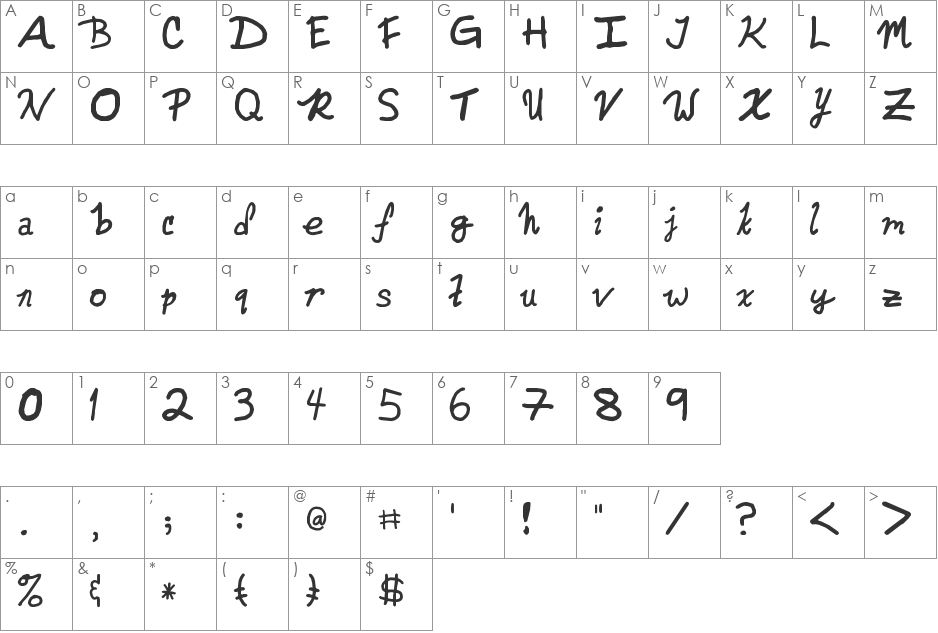 Meow_Kitty font character map preview
