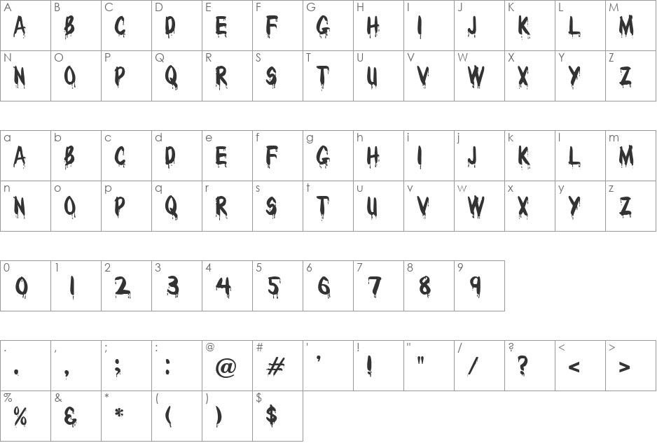Mephisto font character map preview