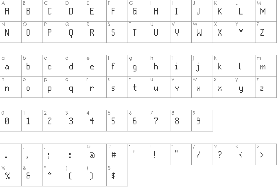 Mercutio NBP Basic font character map preview
