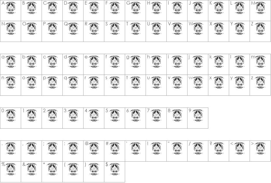 MERDEKA font character map preview