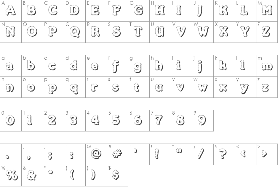 Merkin Foo font character map preview