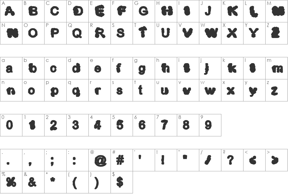 Mermaid Pudgy font character map preview