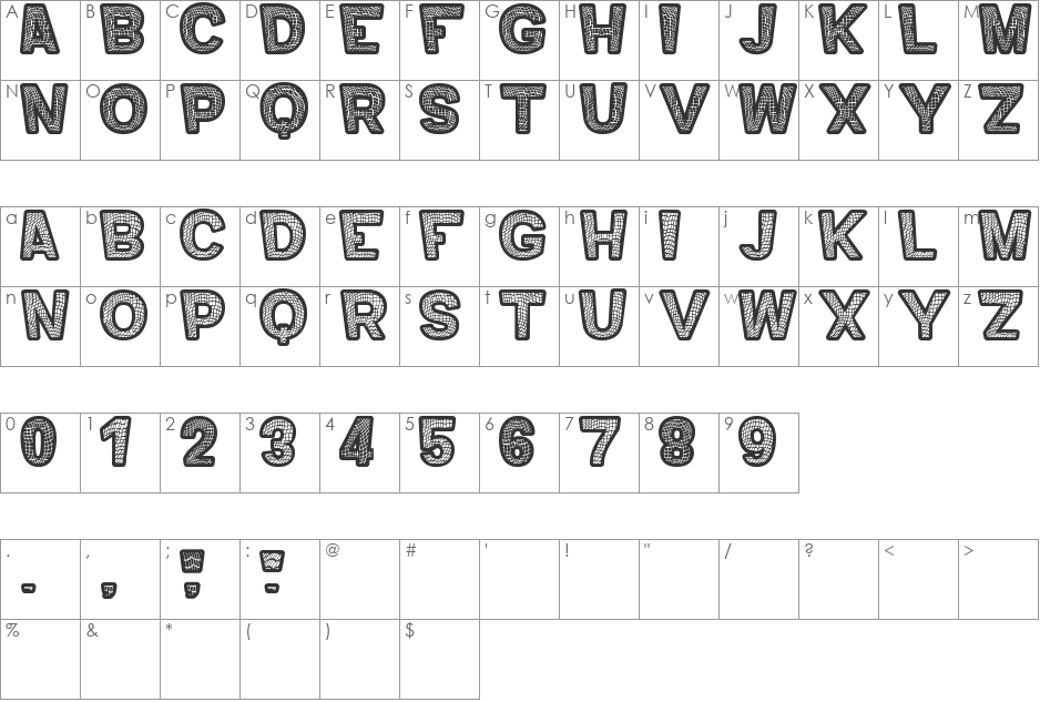 Mero Ornad TFB font character map preview