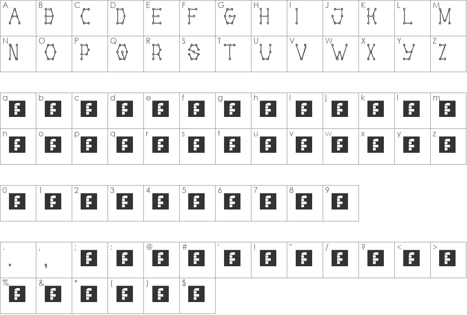 mertinal font character map preview