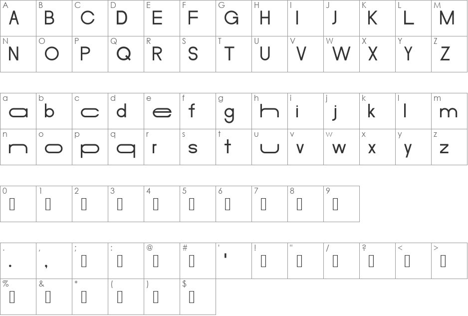 Merula font character map preview