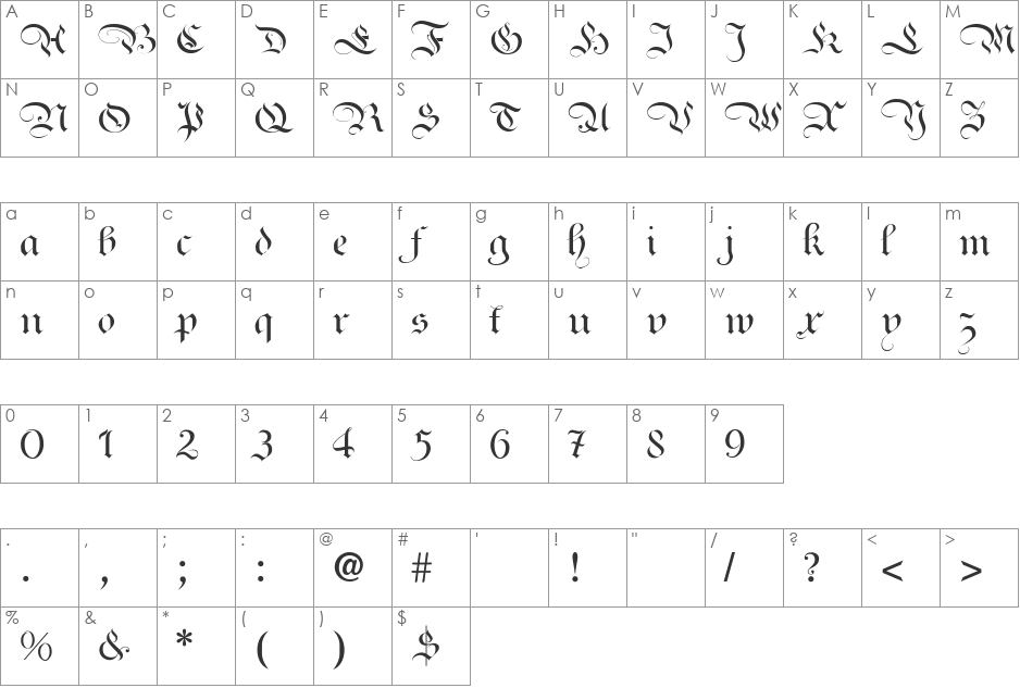 Ayres Royal Plus font character map preview