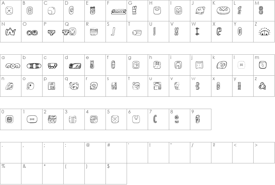MesoAmerica Dings Four font character map preview