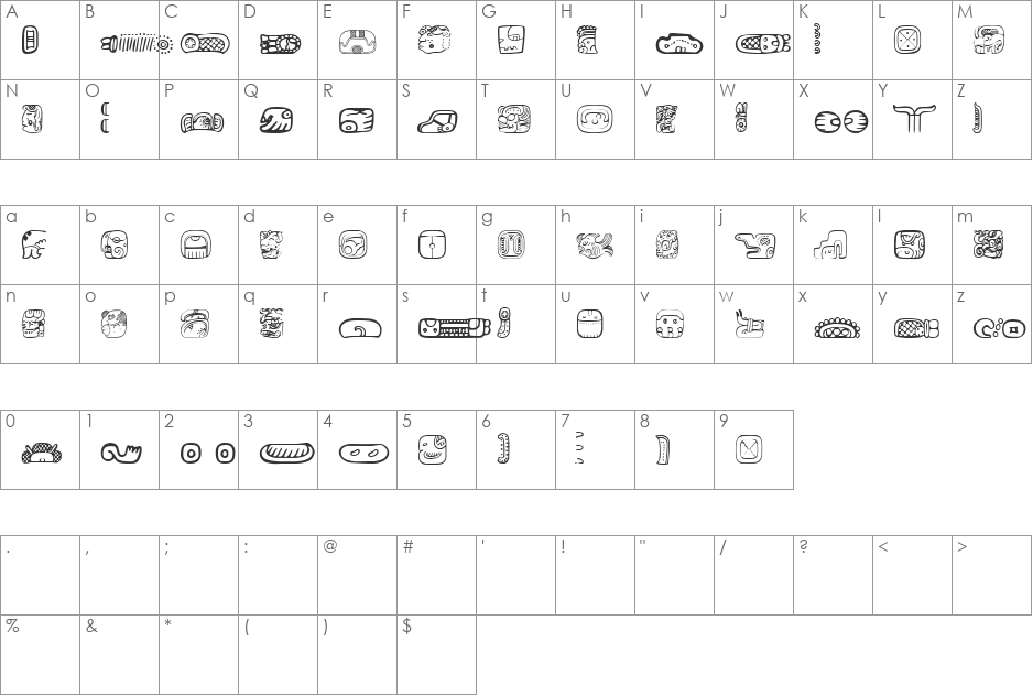 MesoAmerica Dings Two font character map preview