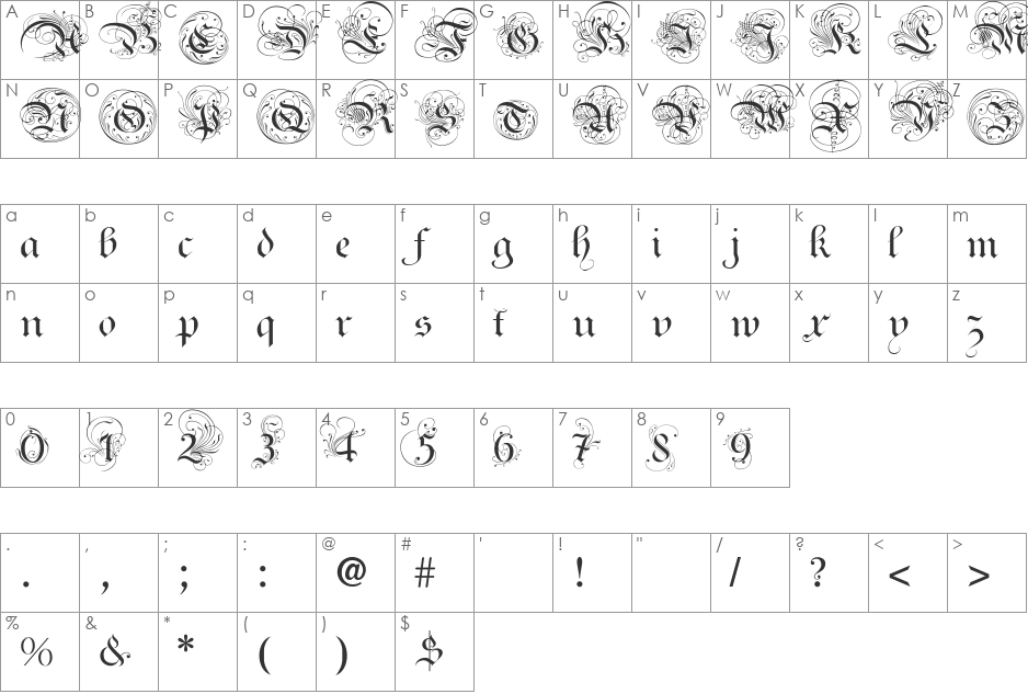 AyresRoyal font character map preview