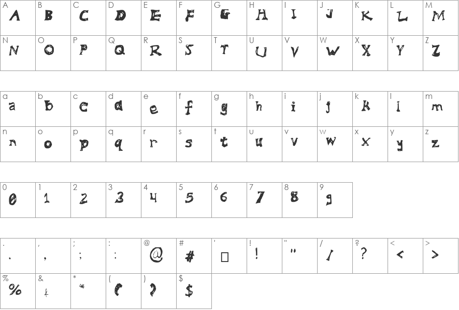 Messed_Up font character map preview