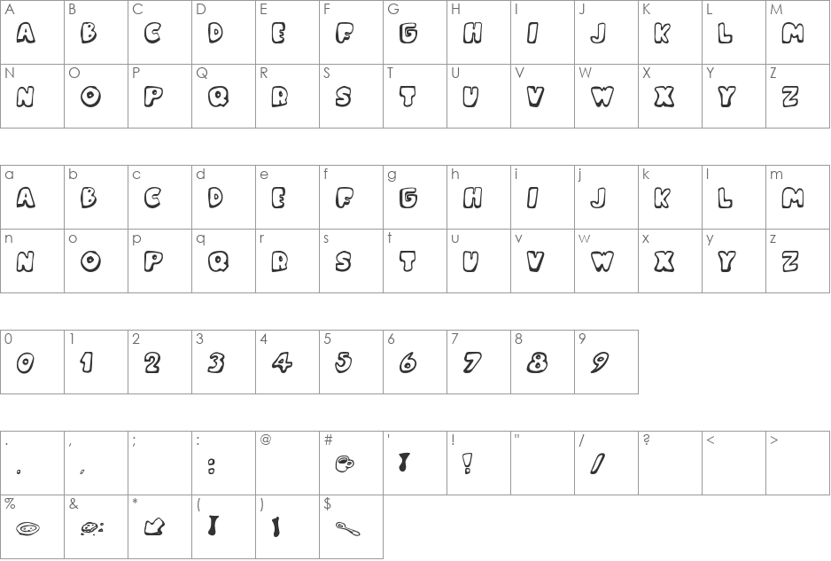 Messy Fika font character map preview