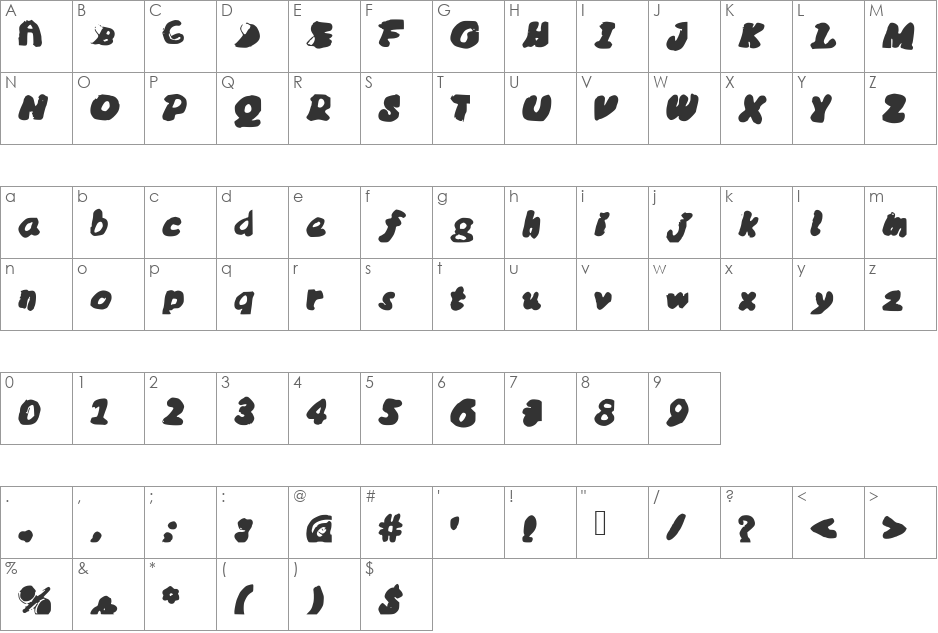 MessyBubble font character map preview