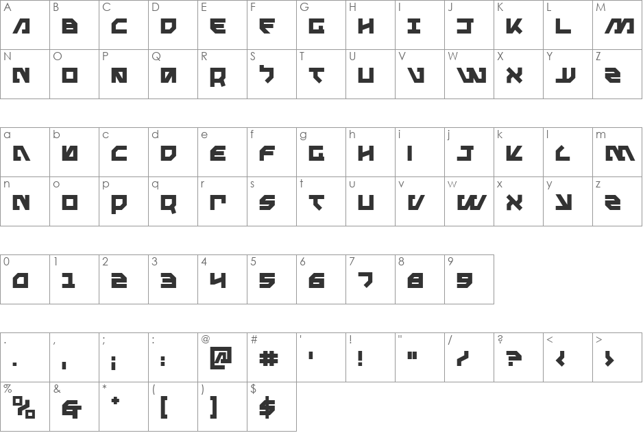 Metal Storm Bold font character map preview