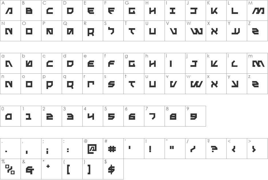 Metal Storm Italic font character map preview