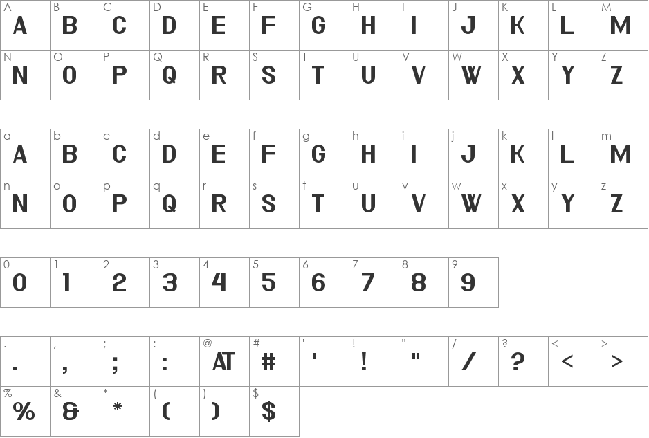 Azbuka font character map preview
