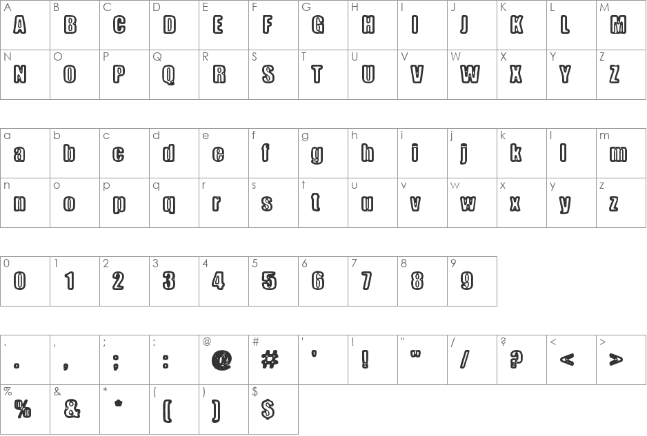Metalbox font character map preview