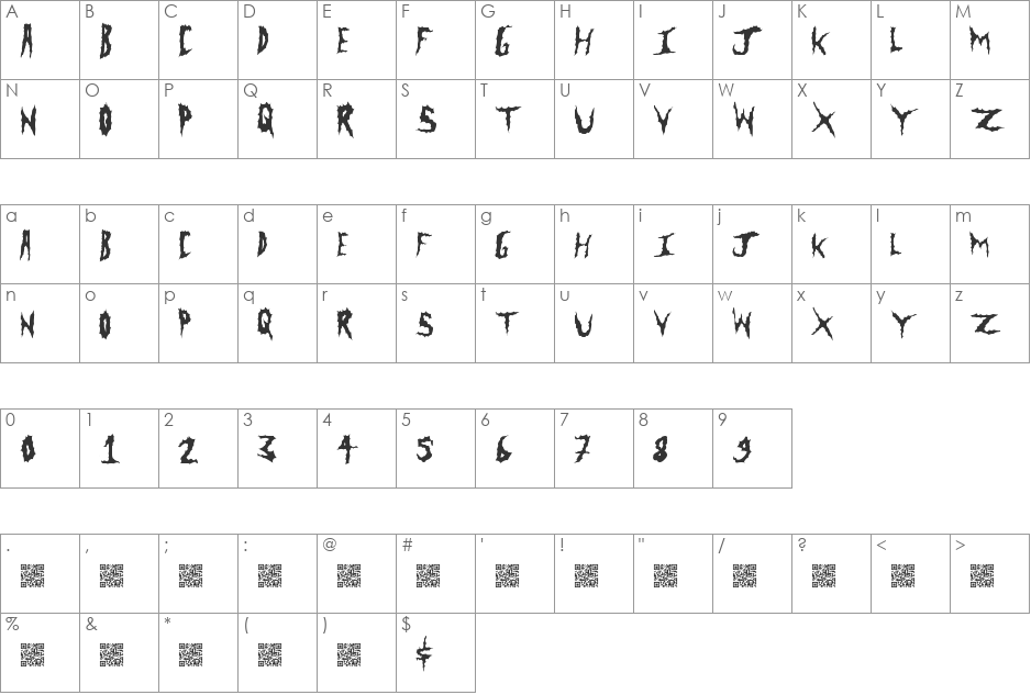 MetalClash font character map preview