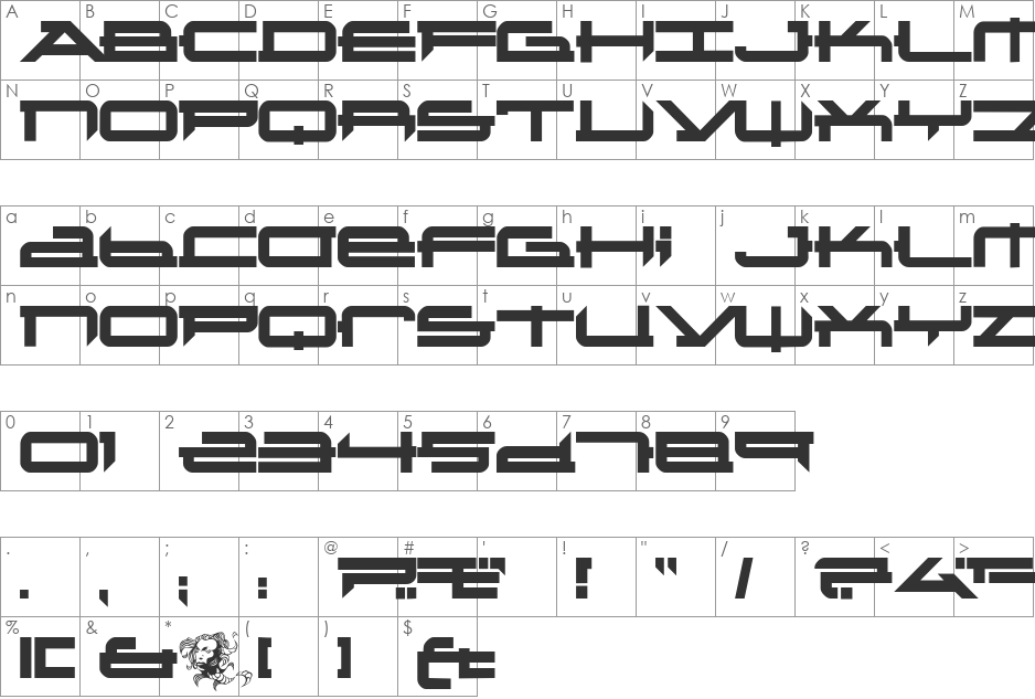 Metatron3 font character map preview