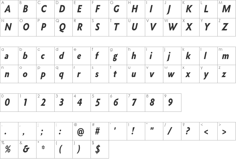 Metro Nova Pro Cond Black font character map preview