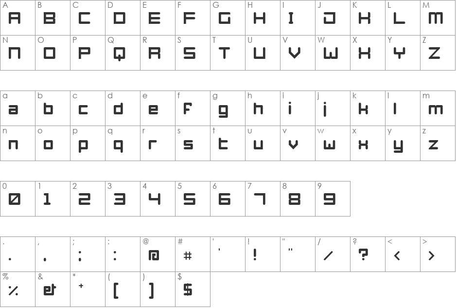 Azertype-Regular font character map preview