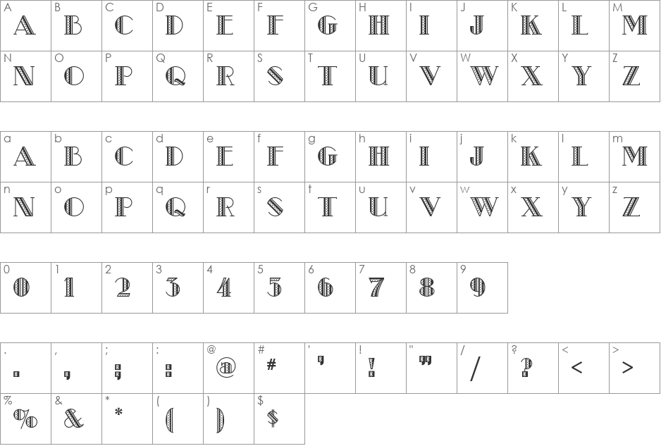 Metro Retro NF font character map preview