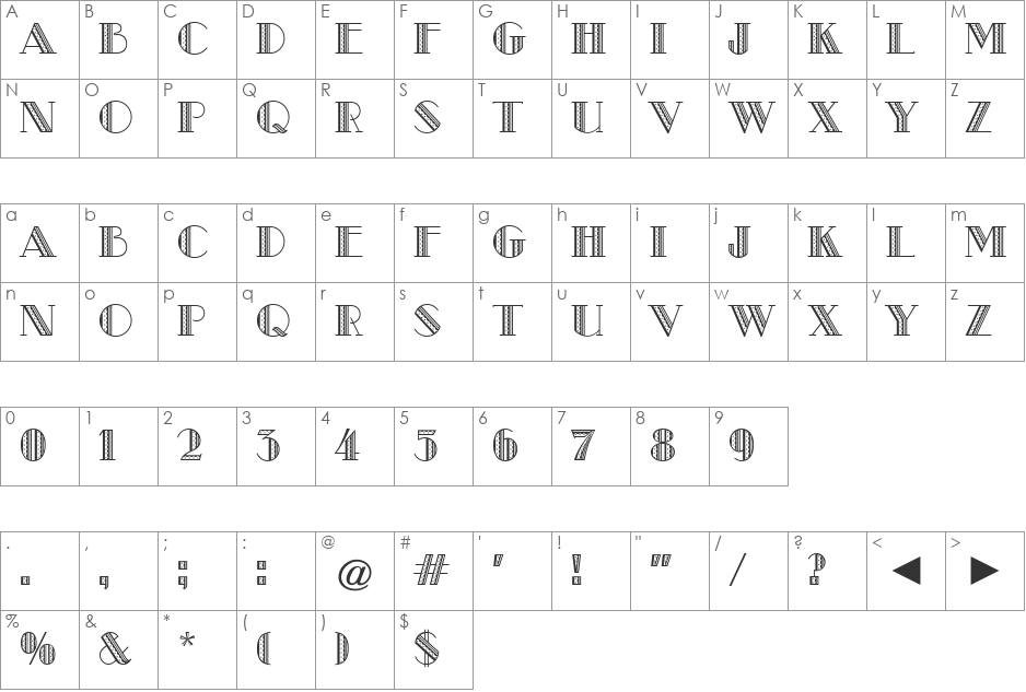 Metro-Retro font character map preview