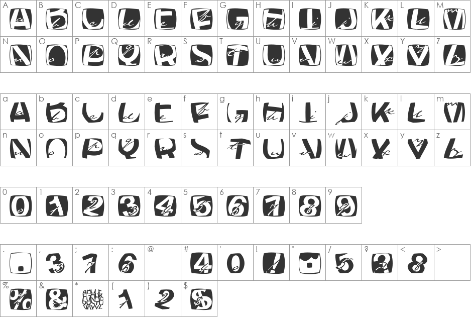 AZFusioneTwo font character map preview