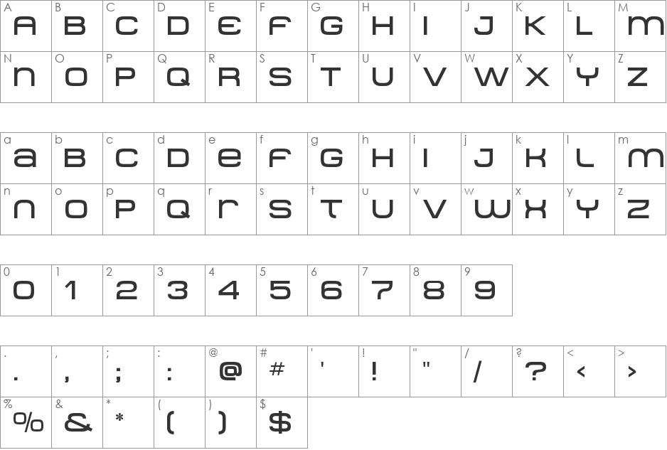 MetroDF font character map preview