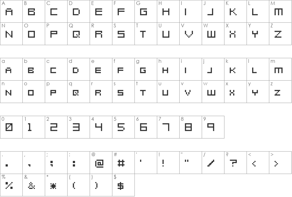 Metroid Prime Hunters font character map preview