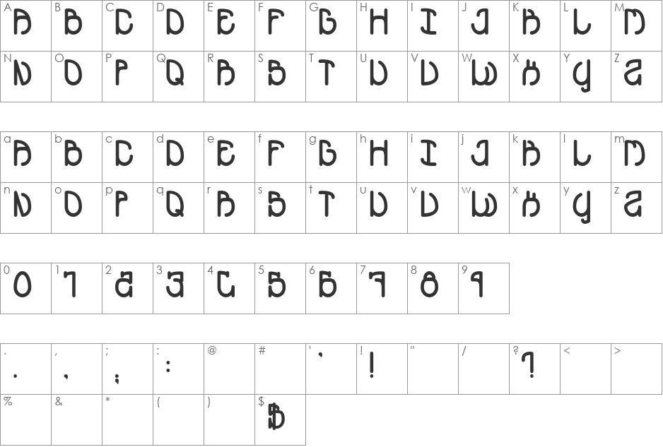 METROPOLIS font character map preview
