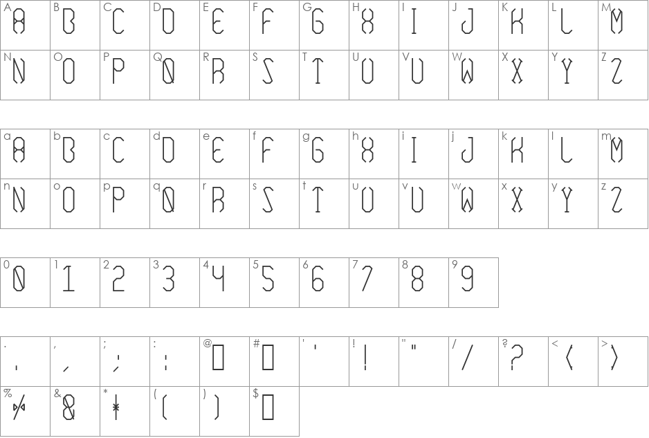 Azimuth font character map preview