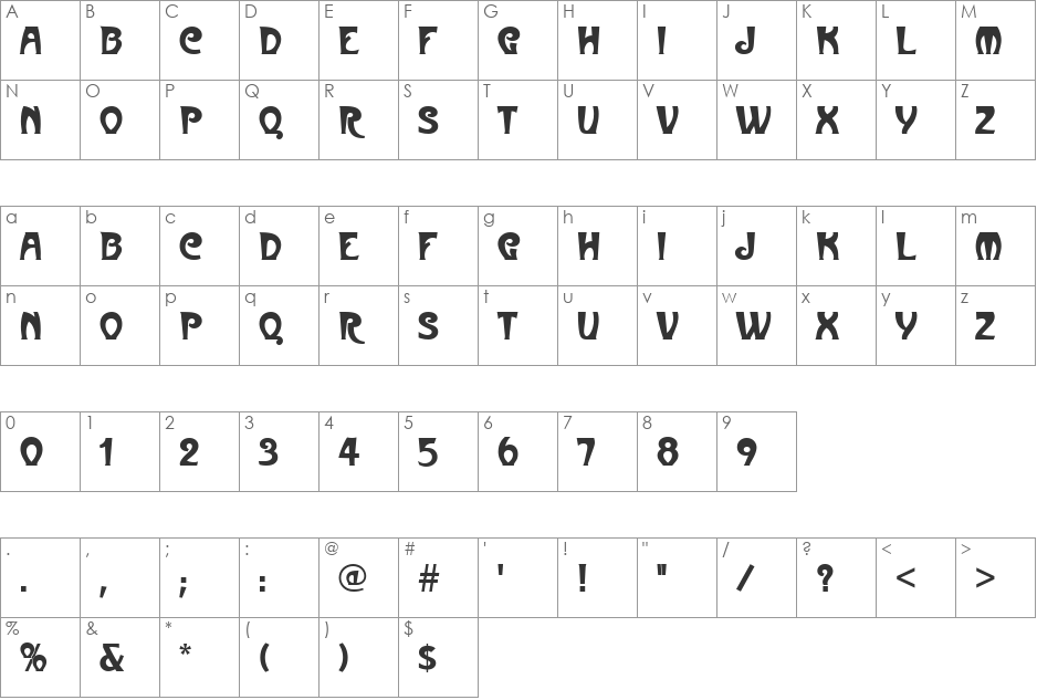 MetropolitainesP font character map preview