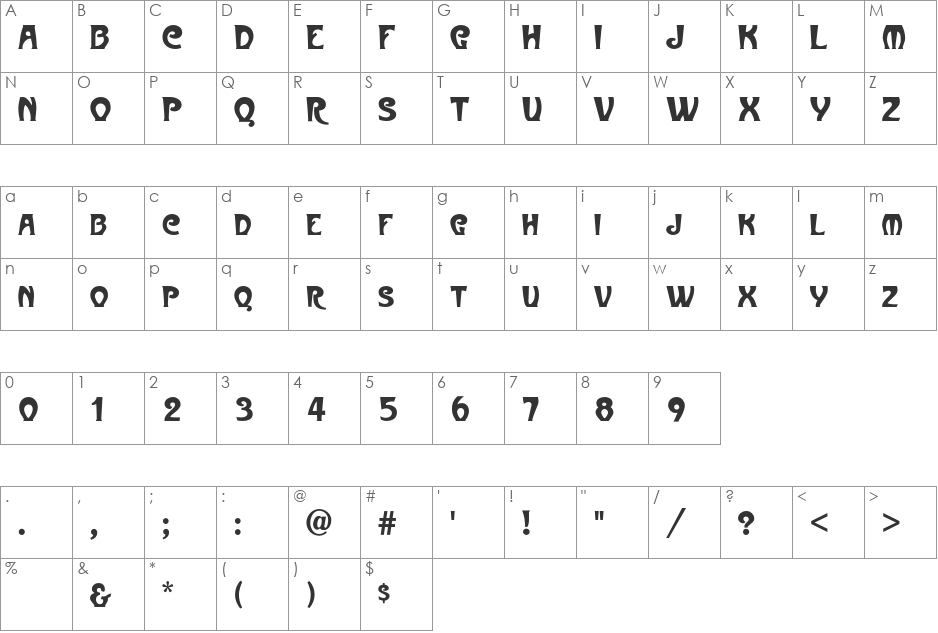 Metropolitan font character map preview
