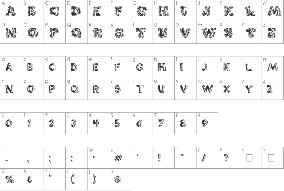 Mexican font character map preview