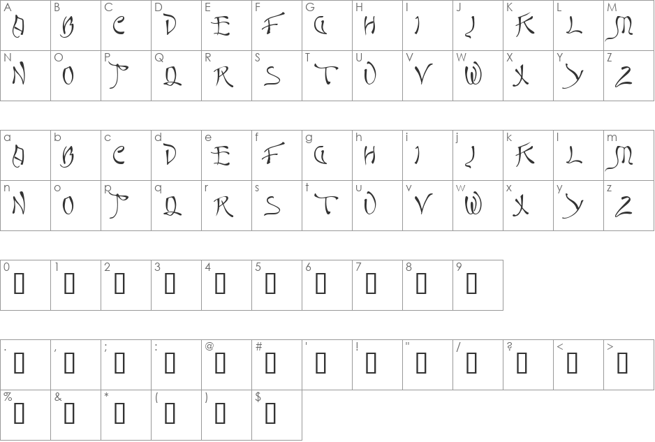 Mexico font character map preview