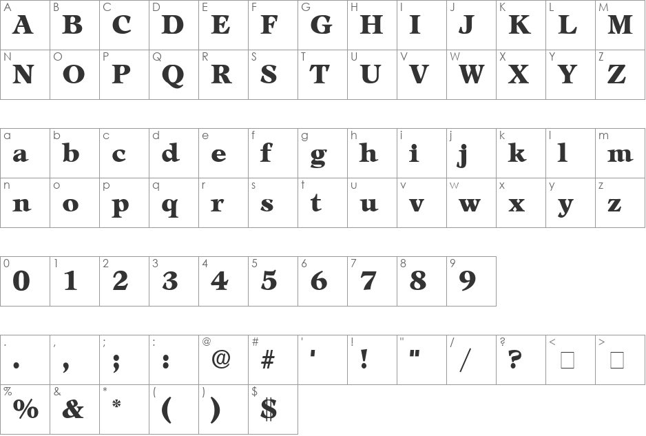 Mezzo Display SSi font character map preview