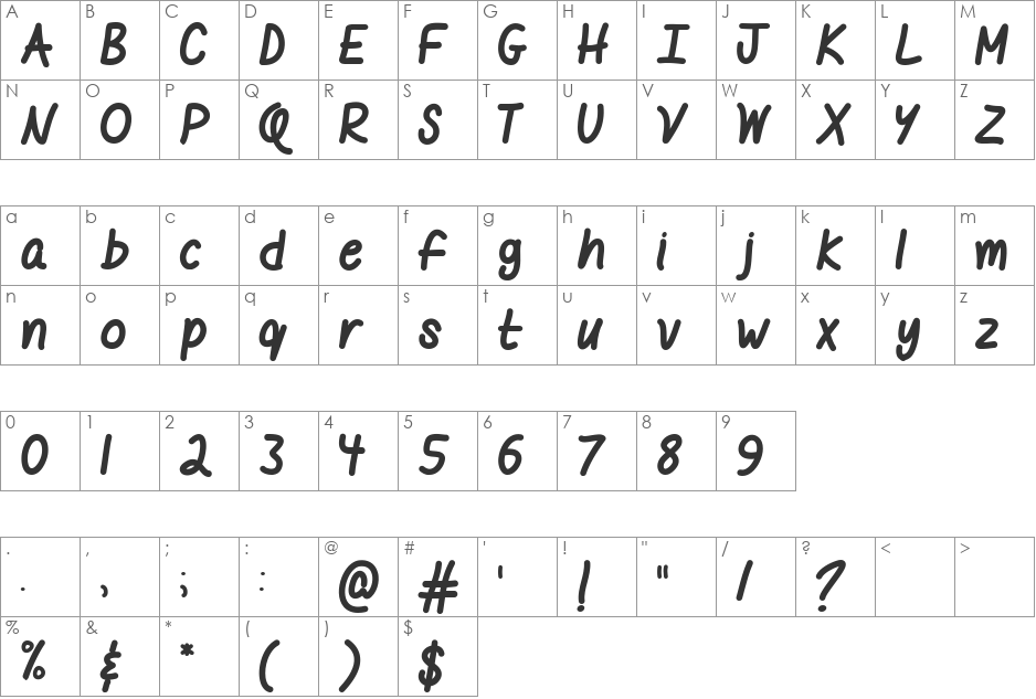 Mf I like it BOLD font character map preview