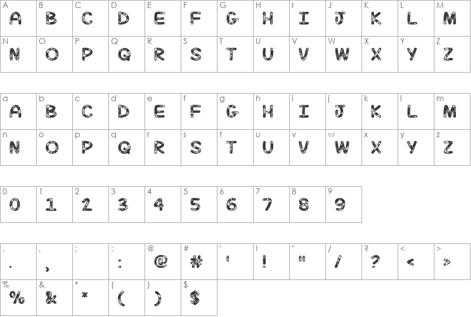 Mf July Sky font character map preview