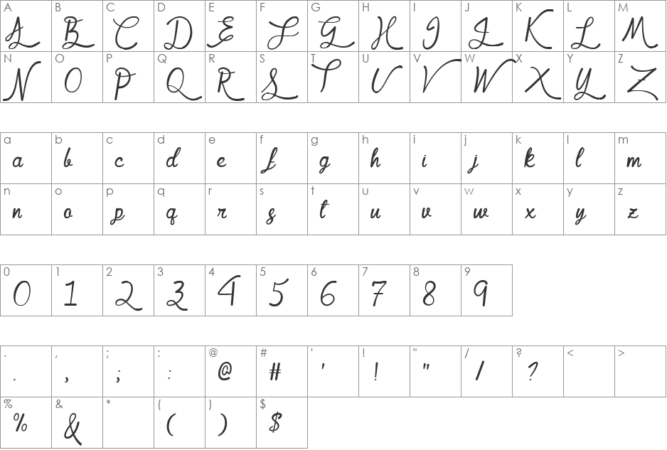 Mf Queen Leela font character map preview